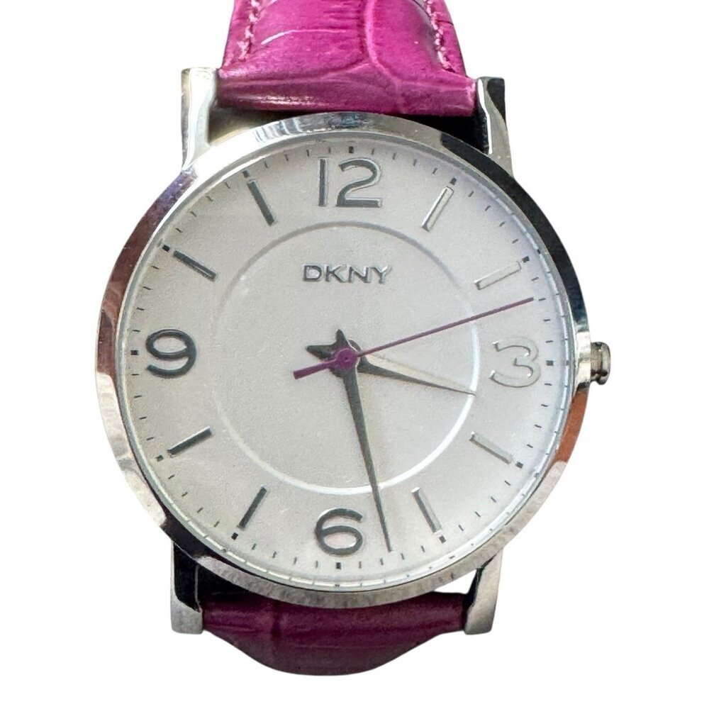 DKNY NY.8072 Stainless Steel Quartz Analog Women's Watch croc leather band NEW